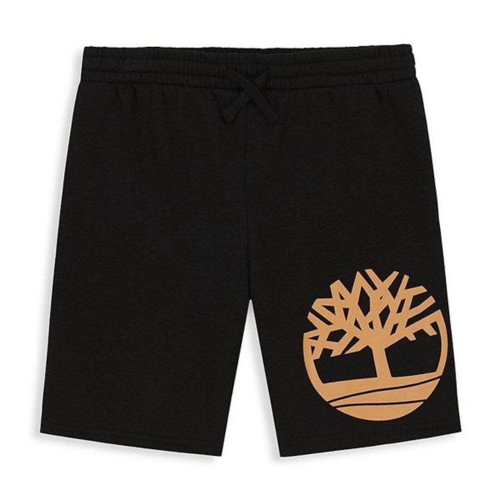 TIMBERLAND BOY'S LOGO KNIT DRAWSTRING SHORTS TLSFC04F-001 BLACK NEW w TAGS